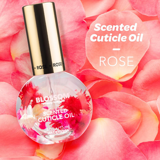 Cuticle Oil for Nails, Hydrating, Moisturizing, Scented Nail Oil Cuticle Care, Infused with Real Flowers, Made in USA, 0.5 Fl. Oz, Rose
