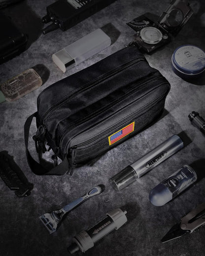 Toiletry Bag for Men - Dry Wet Separate Travel Toiletry Bag, Tactical Molle Dopp Kit for Men with Water-Resistant Shaving Bag for Adult Women for Travel, Black