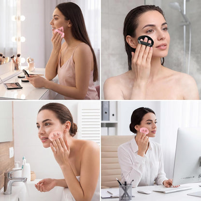 6 Pcs Powder Puff, Face Soft Triangle Makeup Puff Velour Makeup Sponge for Loose Powder (Black)
